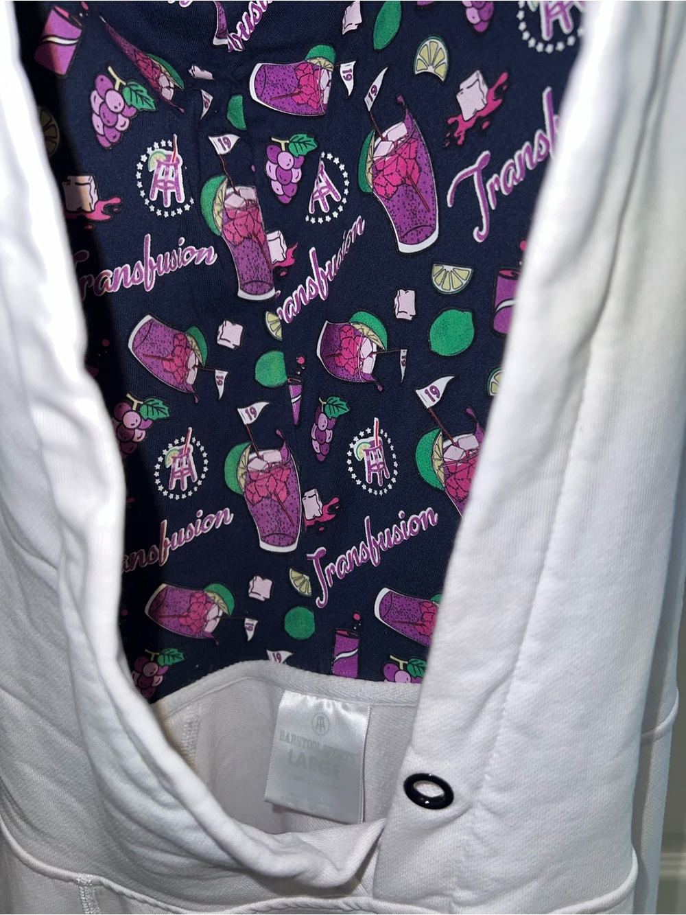 Barstool Sports Men's White Transfusion Hoodie - Picture 4 of 5